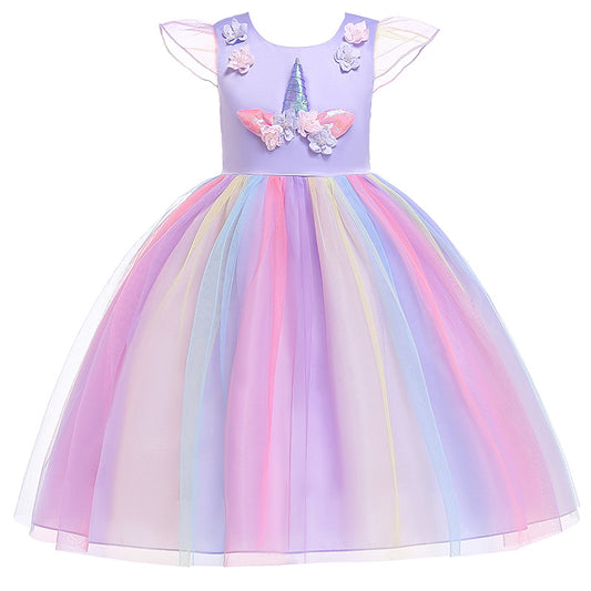 Unicorn Rainbow Ruffle Dress