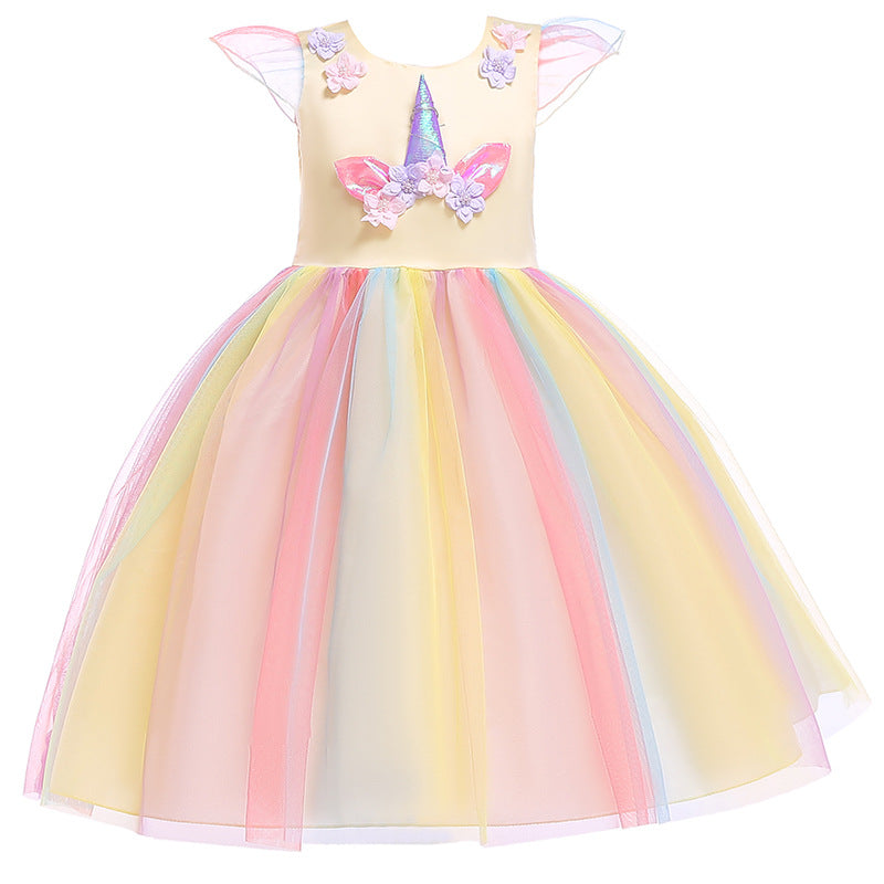 Unicorn Rainbow Ruffle Dress