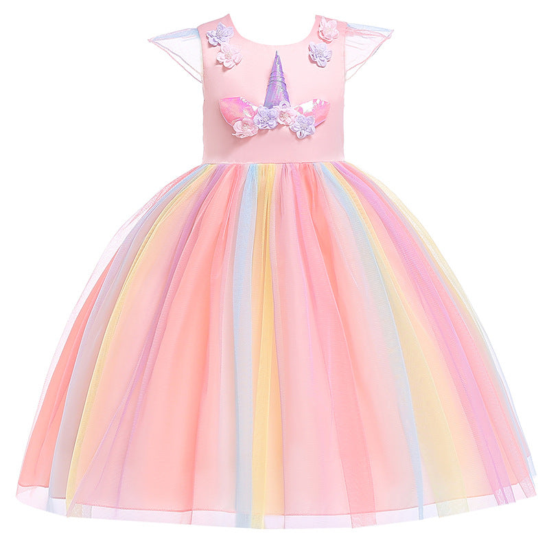 Unicorn Rainbow Ruffle Dress