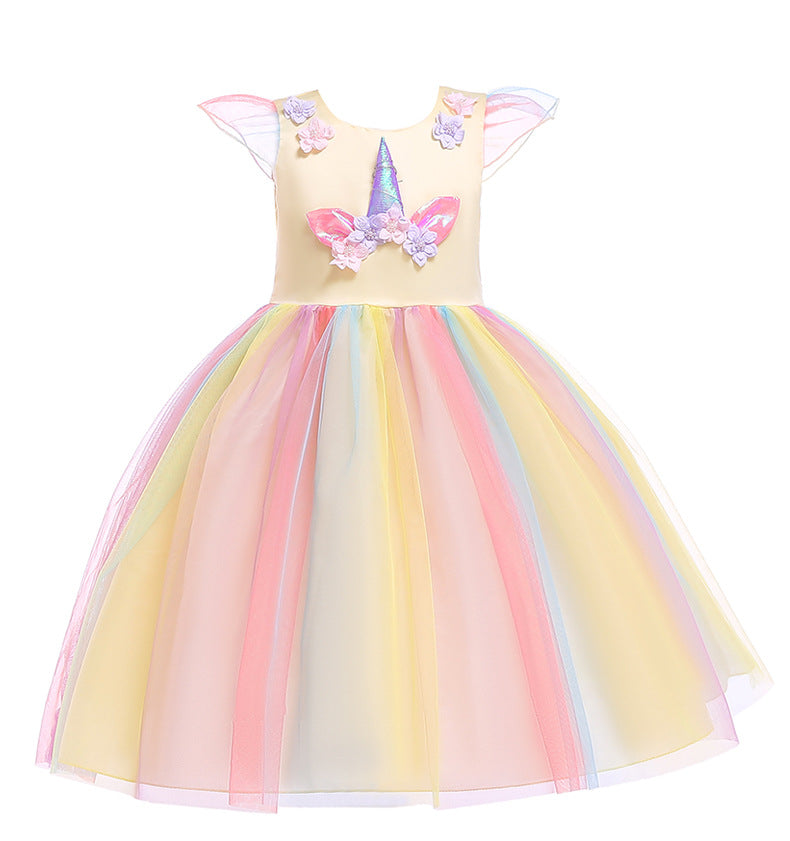 Unicorn Rainbow Ruffle Dress