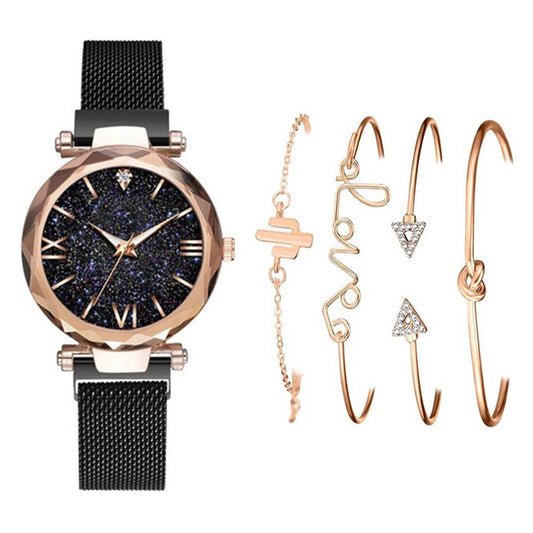 5-piece women's fashion watch & bracelet set