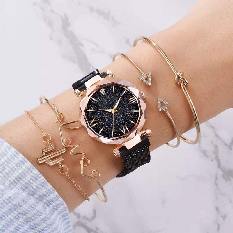 5-piece women's fashion watch & bracelet set