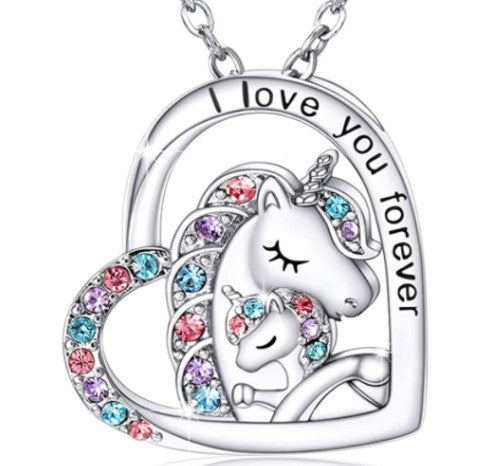 Unicorn necklace & earrings set for kids