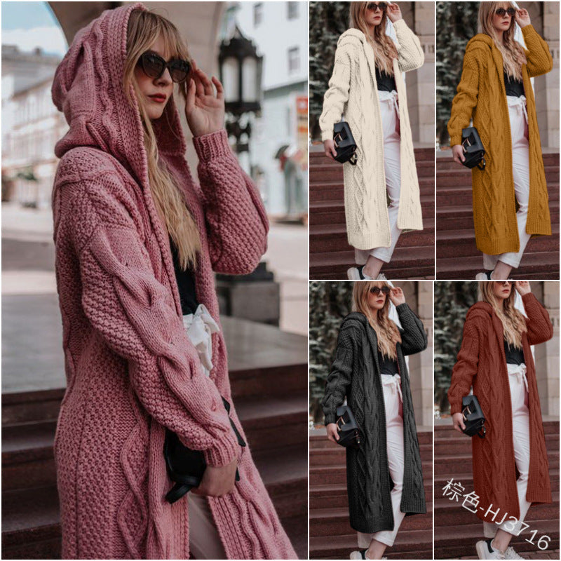 Hooded Knit Cardigan – Long, Loose Fit
