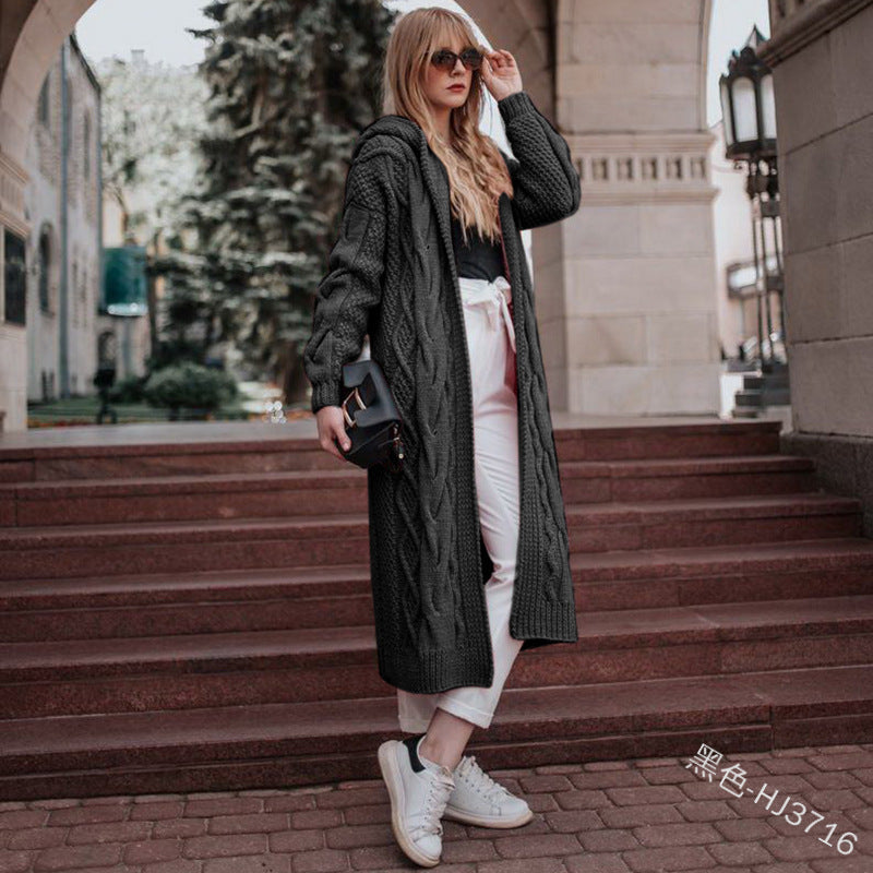 Hooded Knit Cardigan – Long, Loose Fit