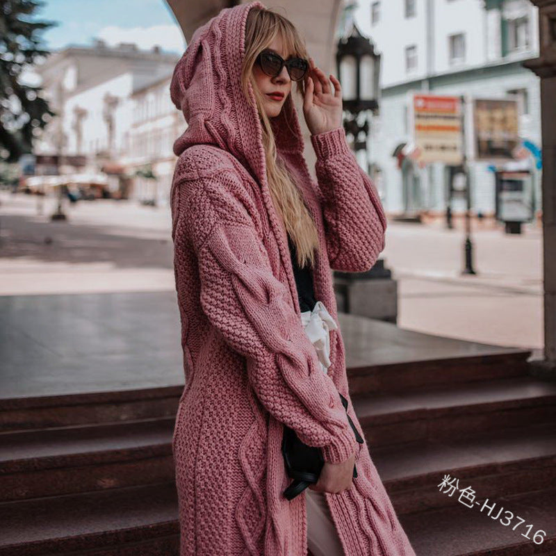 Hooded Knit Cardigan – Long, Loose Fit