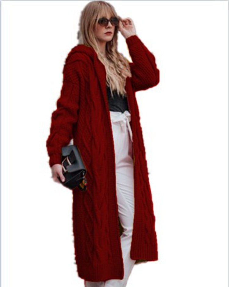 Hooded Knit Cardigan – Long, Loose Fit