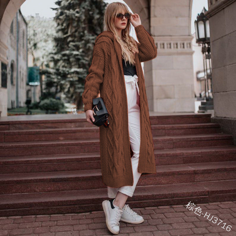 Hooded Knit Cardigan – Long, Loose Fit