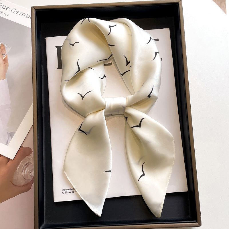 2025 autumn female cashew flower small square silk scarf / High-end neckband accessories & decoration