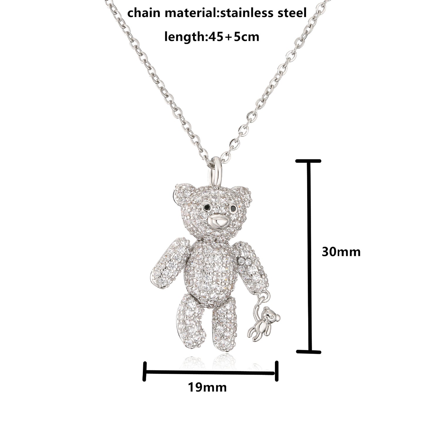 Full diamond bear necklace