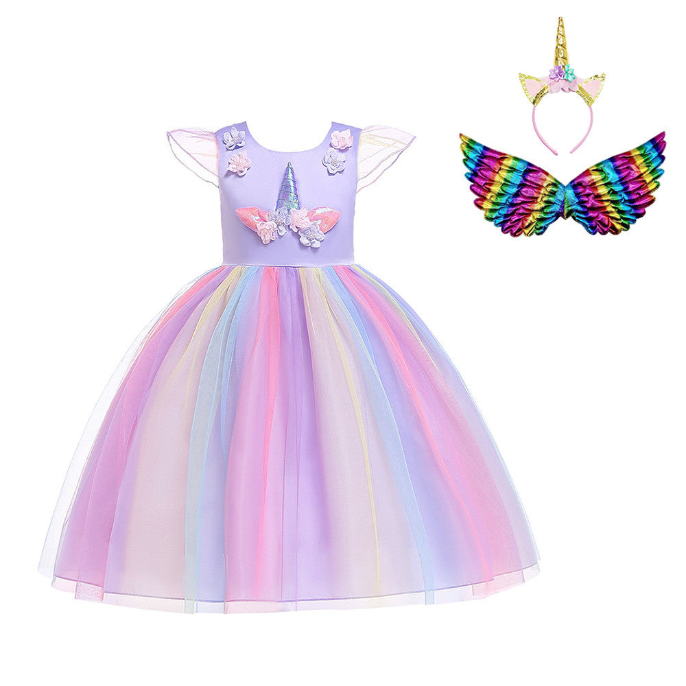 Unicorn Rainbow Ruffle Dress