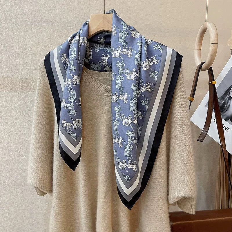 2025 autumn female cashew flower small square silk scarf / High-end neckband accessories & decoration