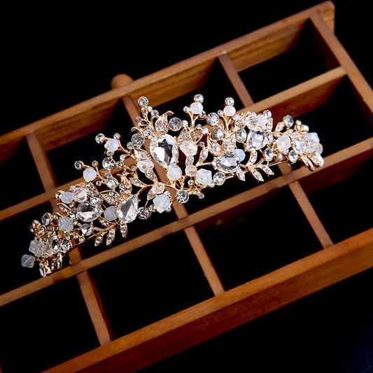 Luxury European-style crown headband with sparkling rhinestones