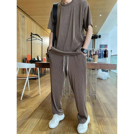 😎Korean-style silky drape summer suit for men – lightweight, breathable, loose, and comfortable casual wear