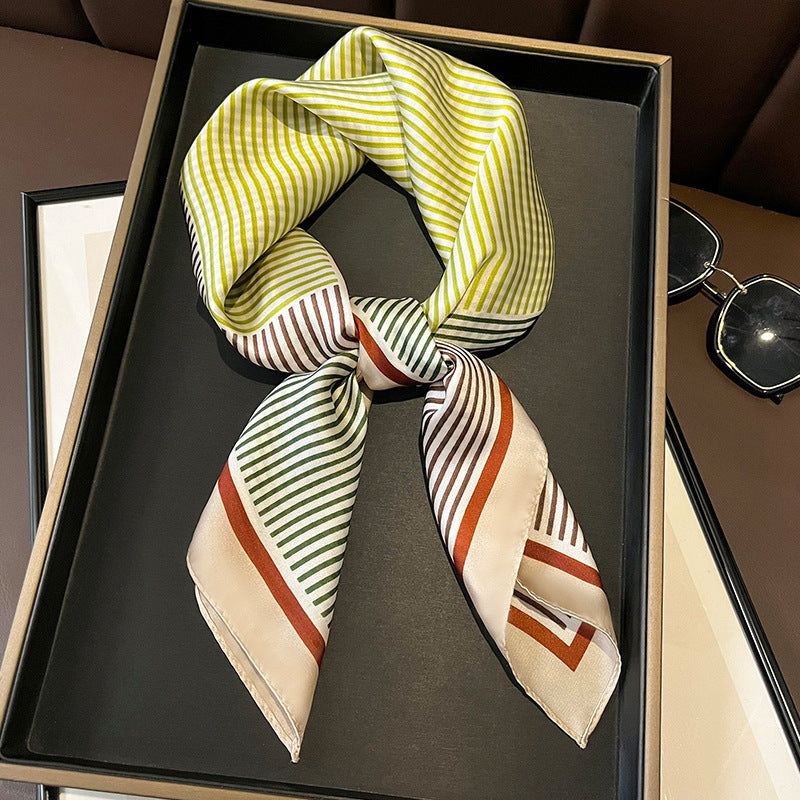 2025 autumn female cashew flower small square silk scarf / High-end neckband accessories & decoration