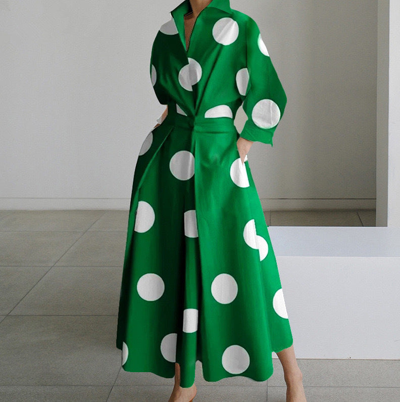 Lined Long-Sleeve Swing Dress
