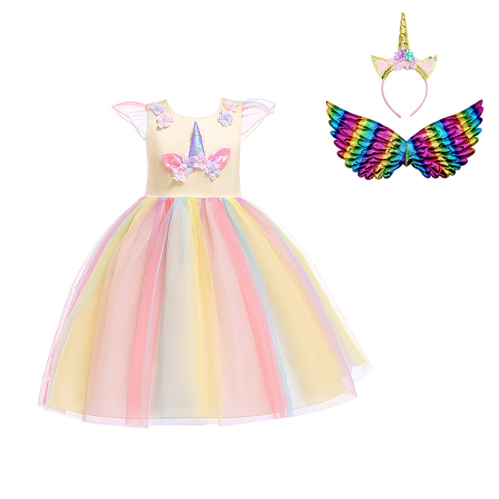 Unicorn Rainbow Ruffle Dress