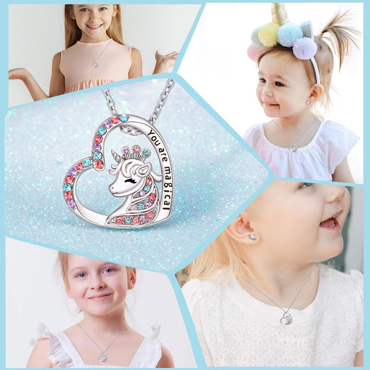 Unicorn necklace & earrings set for kids