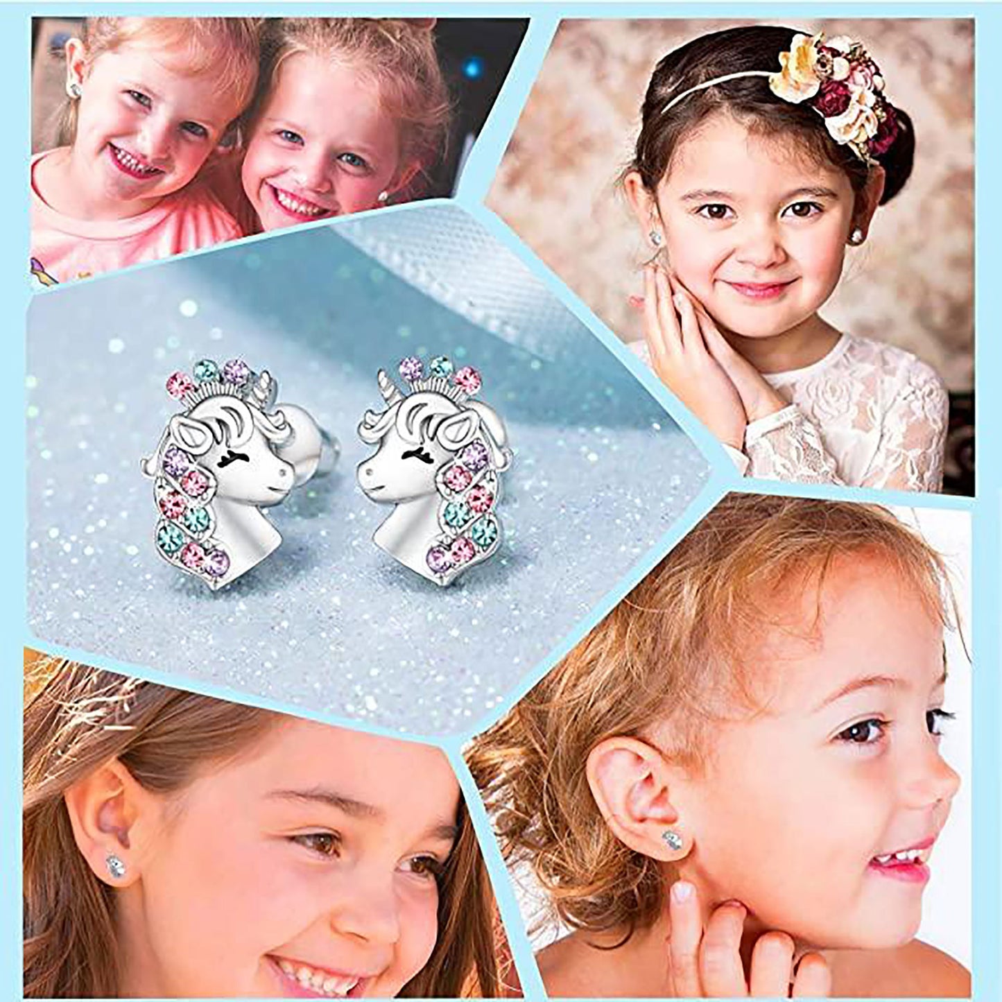 Unicorn necklace & earrings set for kids