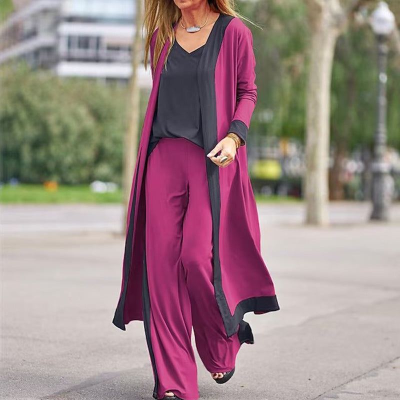 đ¸Damen 3-teiliges Loungewear-Set â Cardigan, T-Shirt & Hose