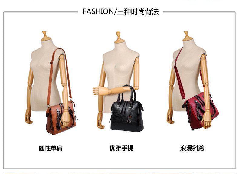 đWomenâs Handbag Set â 4âPiece Oily Leather Shoulder Bags