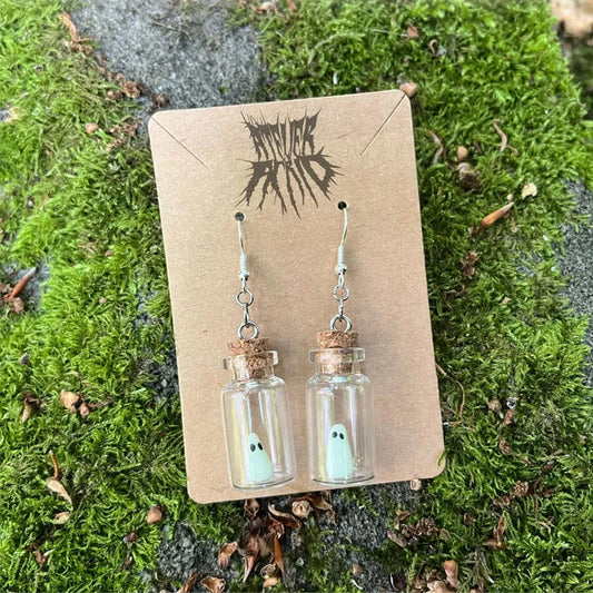Halloween luminous ghost drift bottle necklace