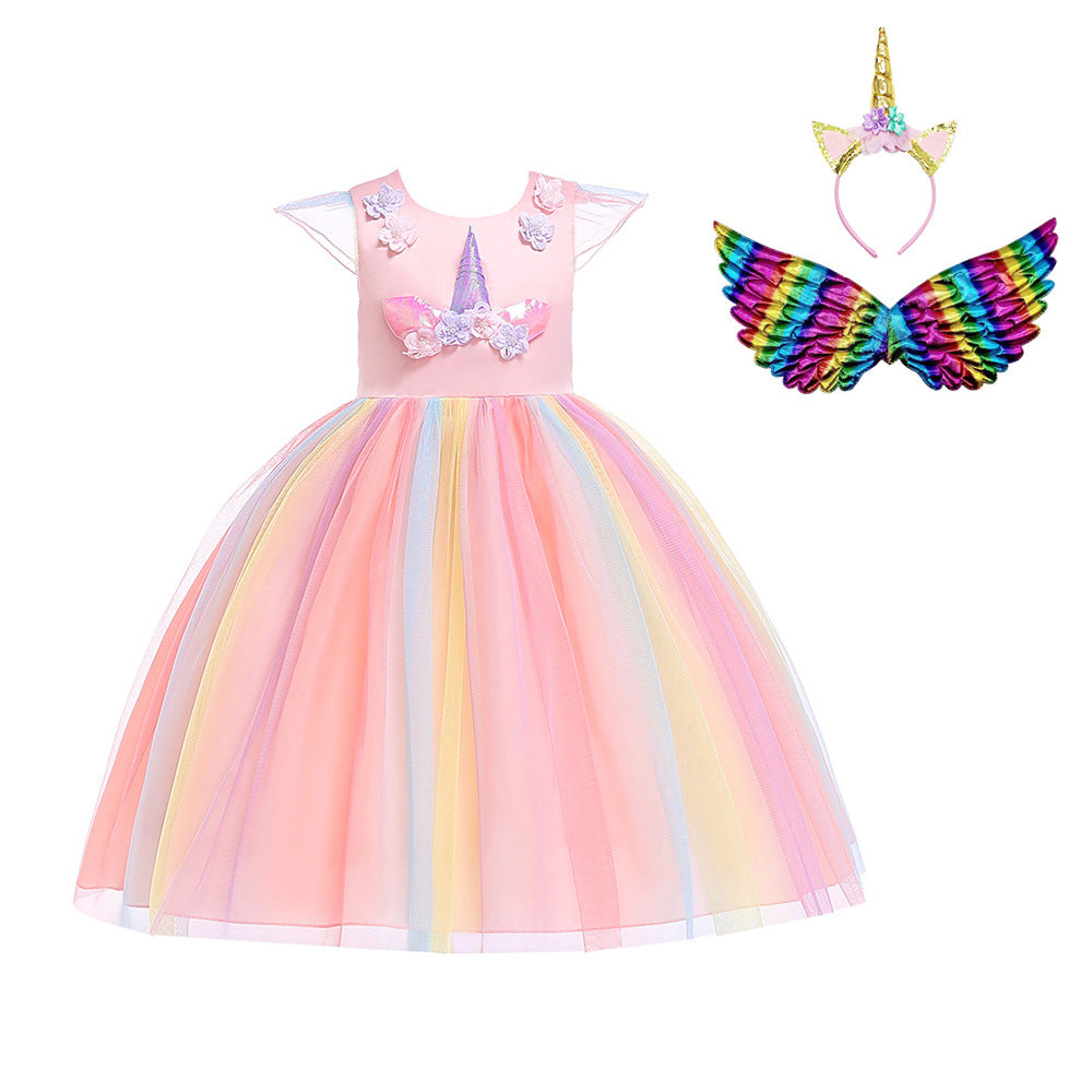 Unicorn Rainbow Ruffle Dress