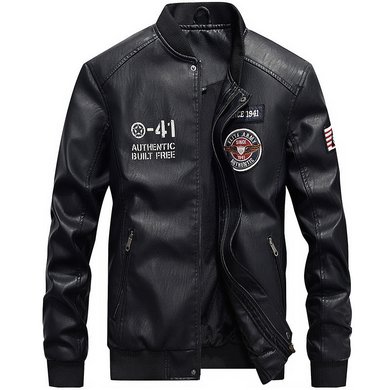 🧥Herren Baseballjacke aus PU-Leder – Lässig, im Motorrad-Stil, für Frühling / Herbst