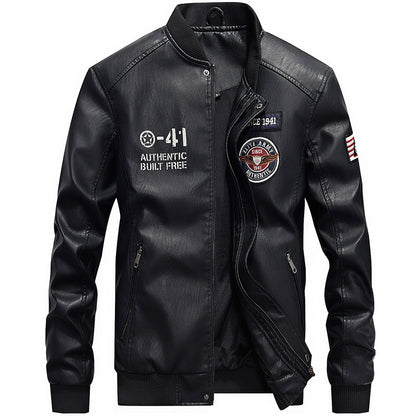 🧥Herren Baseballjacke aus PU-Leder – Lässig, im Motorrad-Stil, für Frühling / Herbst