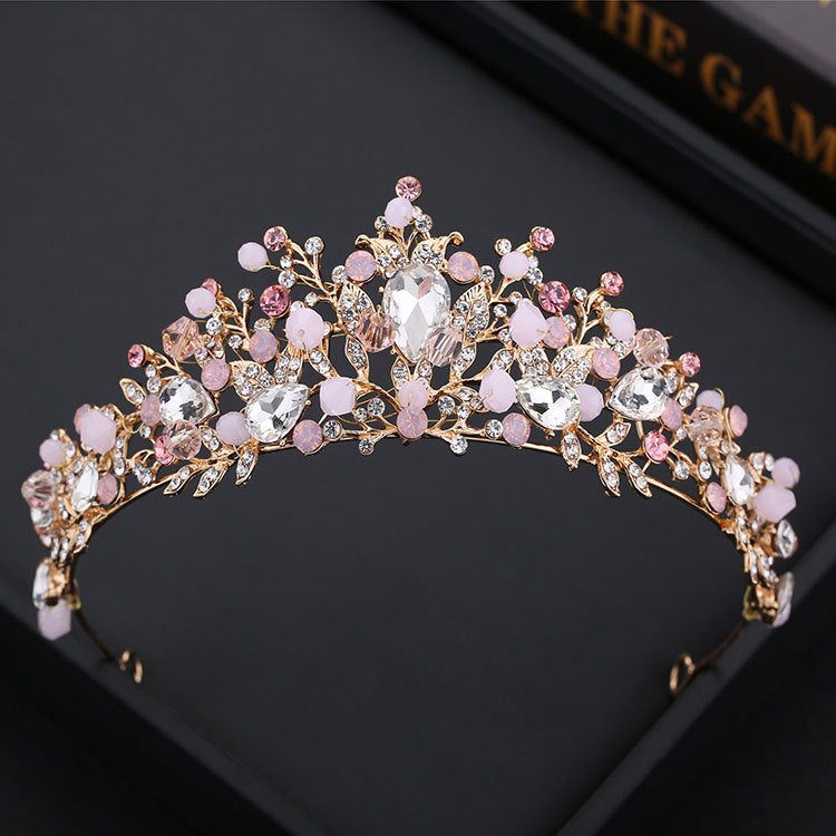 Luxury European-style crown headband with sparkling rhinestones