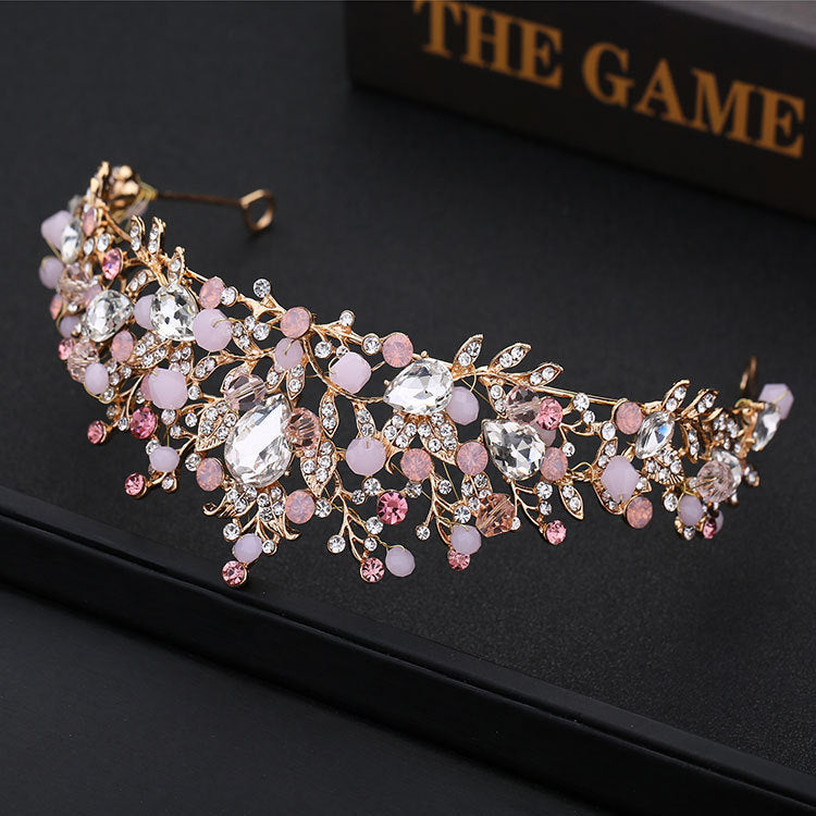 Luxury European-style crown headband with sparkling rhinestones