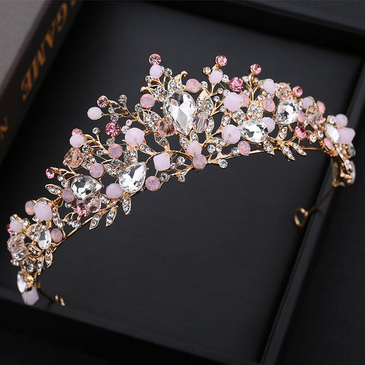 Luxury European-style crown headband with sparkling rhinestones