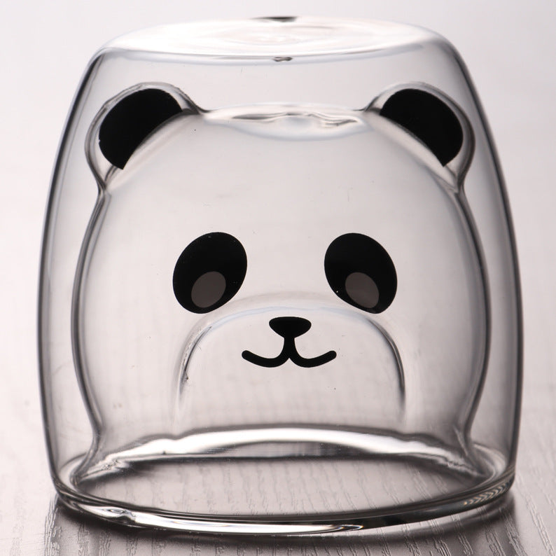 🥤Cartoon Double‑Layer Glass Cup 🌞