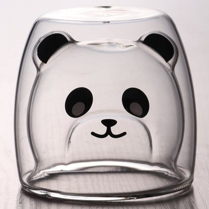 🥤Cartoon Double‑Layer Glass Cup 🌞