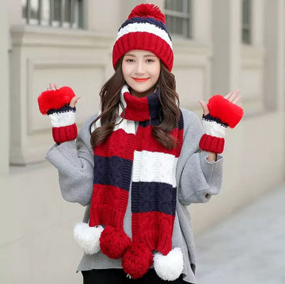 Women's Winter Knit Hat & Scarf Set