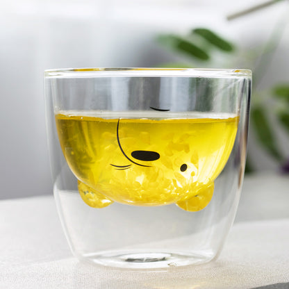🥤Cartoon Double‑Layer Glass Cup 🌞