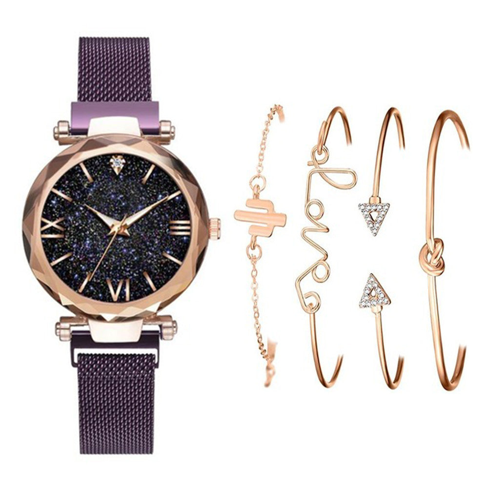5-piece women's fashion watch & bracelet set