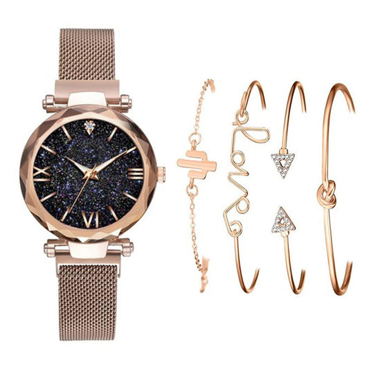 5-piece women's fashion watch & bracelet set
