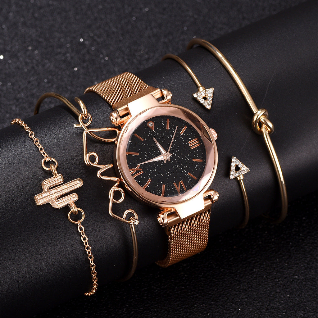 5-piece women's fashion watch & bracelet set