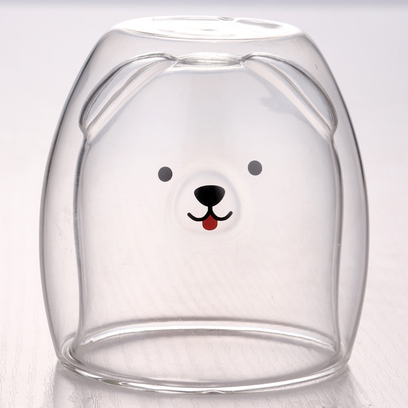 🥤Cartoon Double‑Layer Glass Cup 🌞
