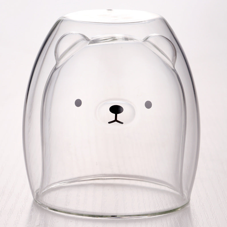🥤Cartoon Double‑Layer Glass Cup 🌞