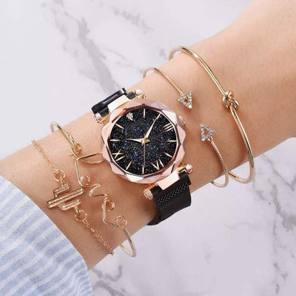 5-piece women's fashion watch & bracelet set