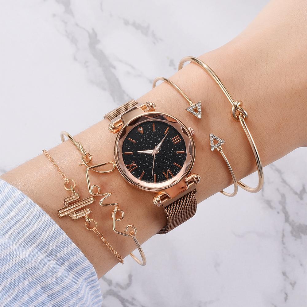 5-piece women's fashion watch & bracelet set