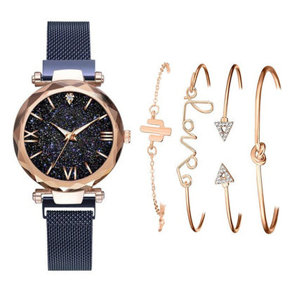 5-piece women's fashion watch & bracelet set