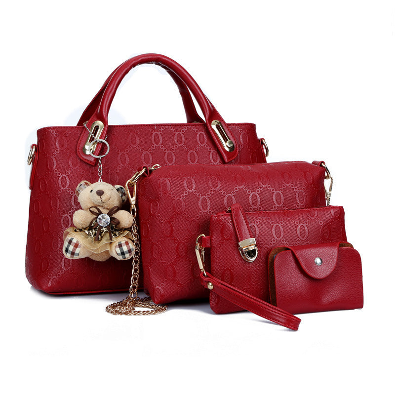 Women’s Bag Set – Bear 4‑Piece Mother‑and‑Child Shoulder & Crossbody Handbag