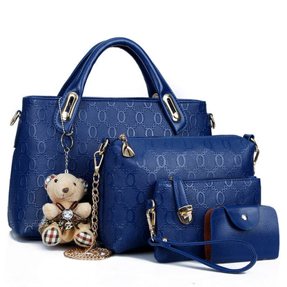 Women’s Bag Set – Bear 4‑Piece Mother‑and‑Child Shoulder & Crossbody Handbag