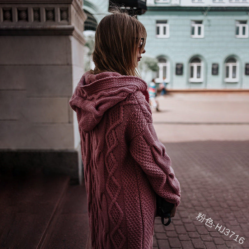Hooded Knit Cardigan – Long, Loose Fit
