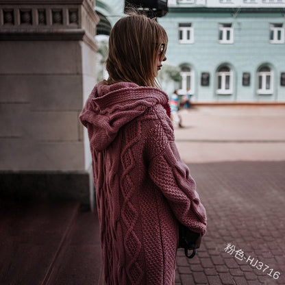 Hooded Knit Cardigan – Long, Loose Fit