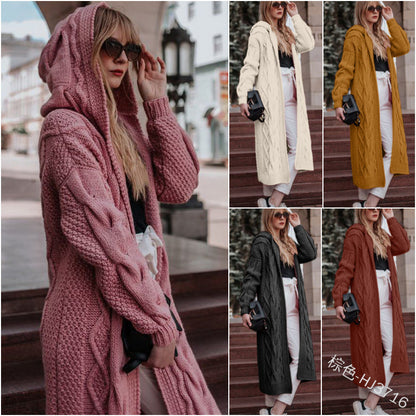 Hooded Knit Cardigan – Long, Loose Fit