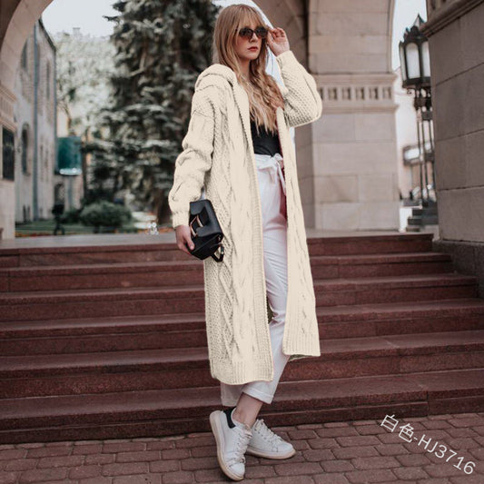 Hooded Knit Cardigan – Long, Loose Fit